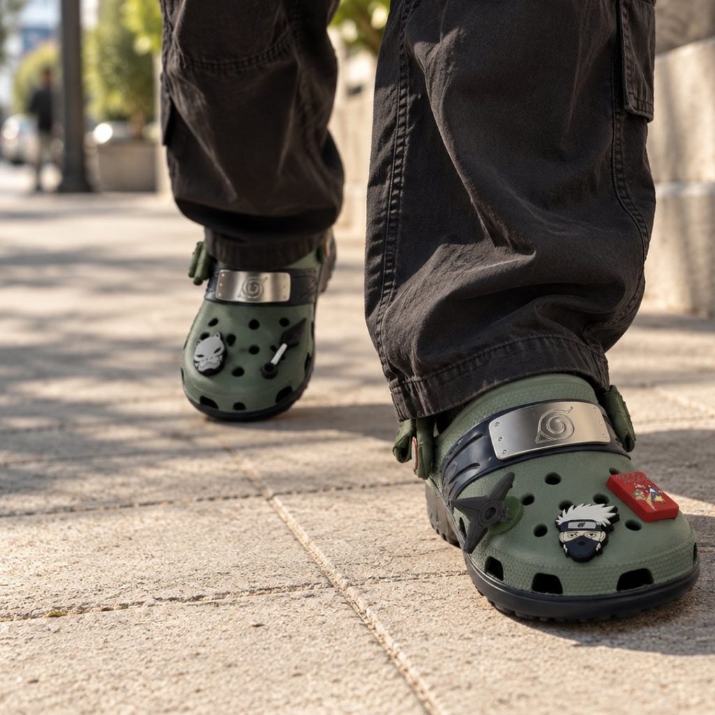 Kakashi Clogs worn with a casual outfit
