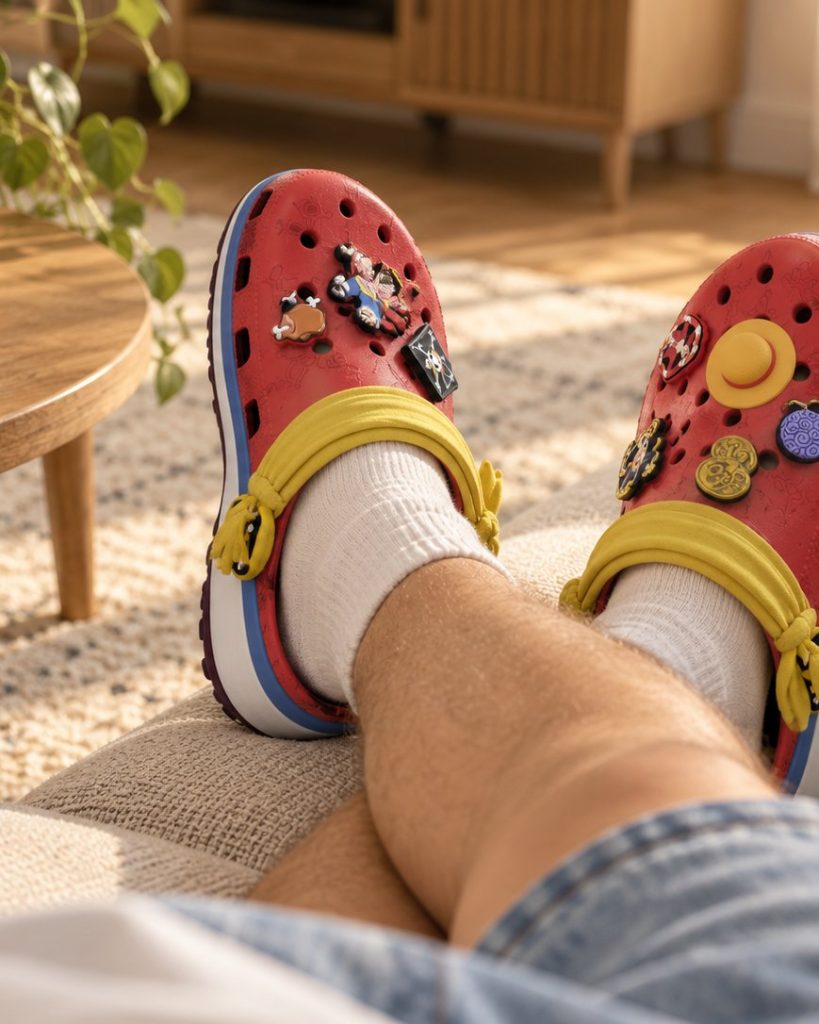 Luffy Clogs worn at home