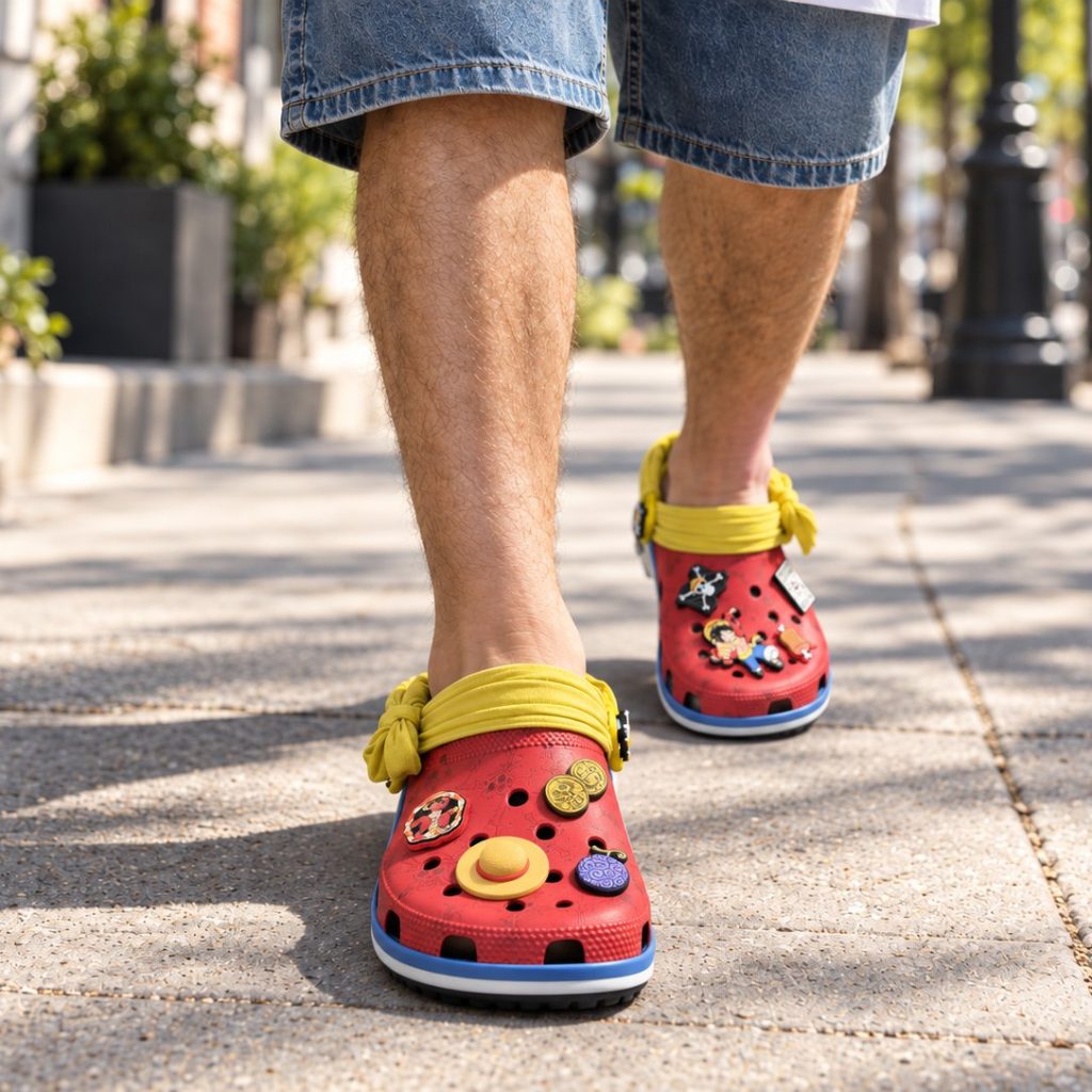 Luffy Clogs worn with a casual outfit