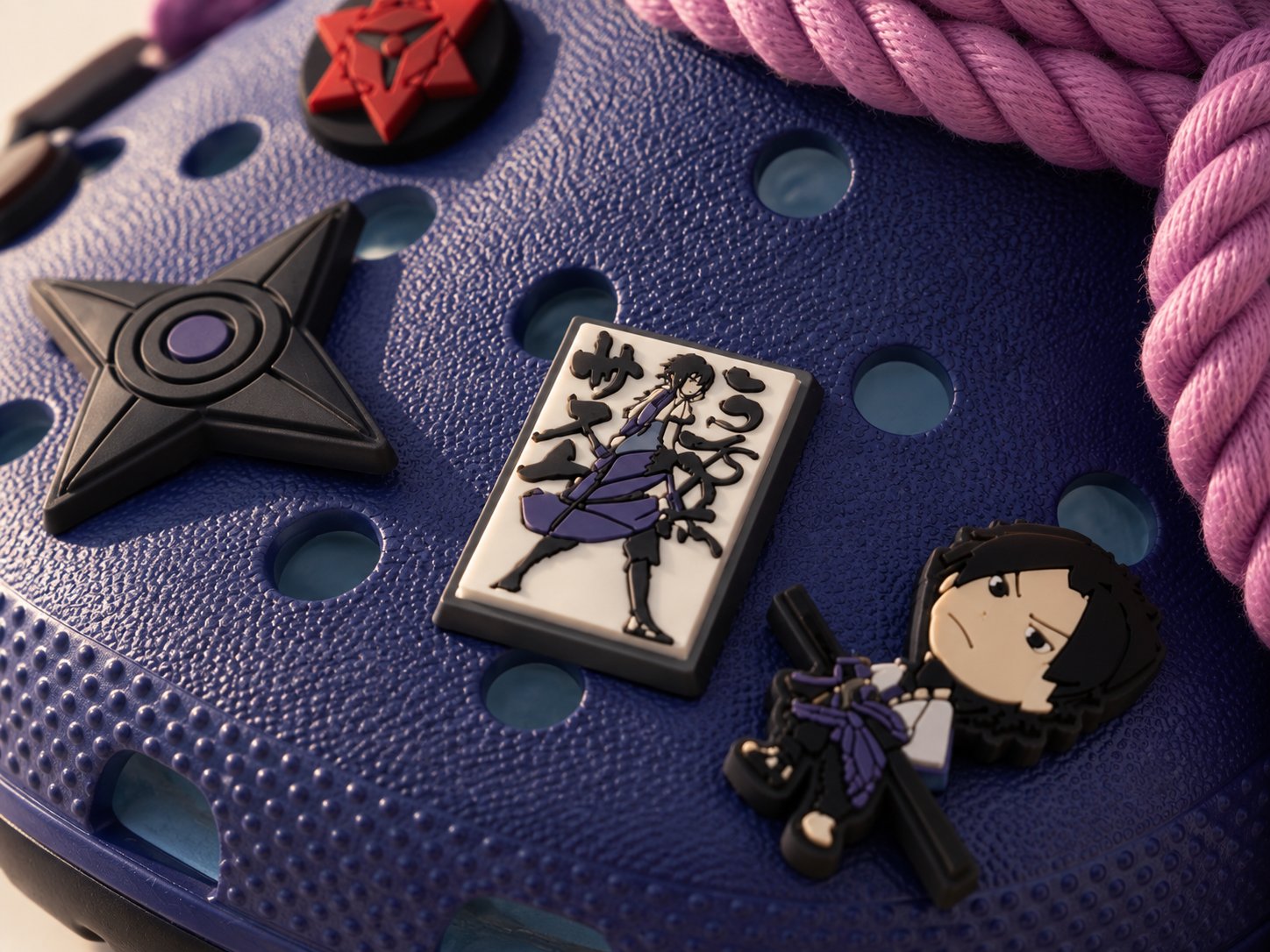 Macro view of the Sasuke Clogs surface and print
